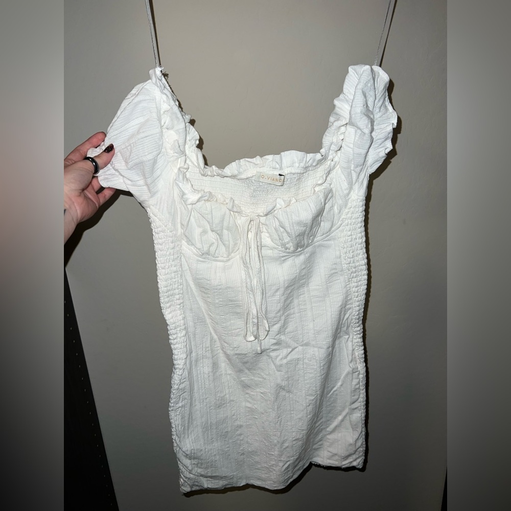 O.Vianca white bodycon cottage core dress (white)